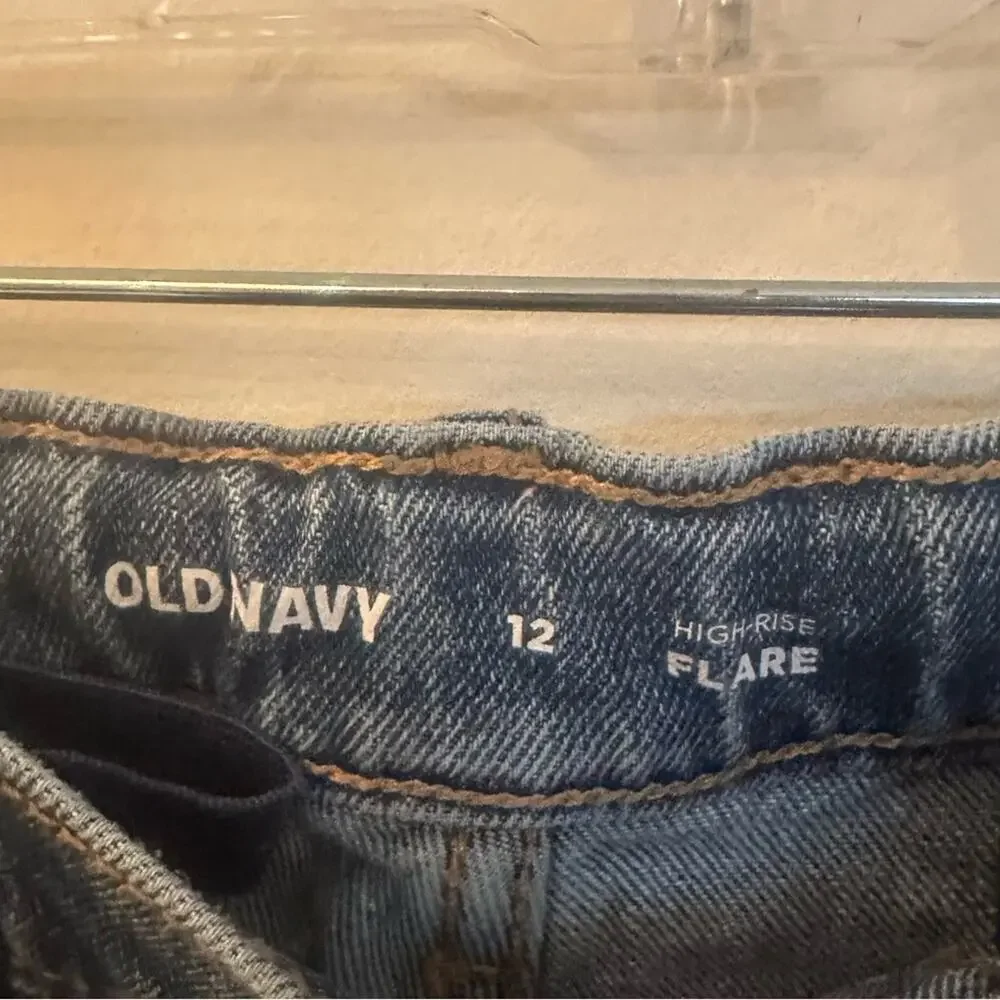 Old Navy High Rise Flare Jeans Sz 12 distressed girls jeans flare
